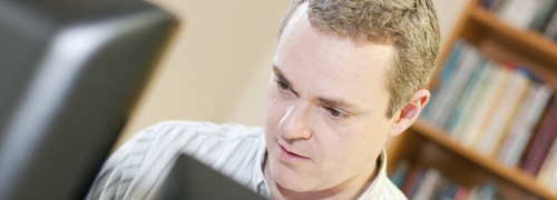 Staff at computer
